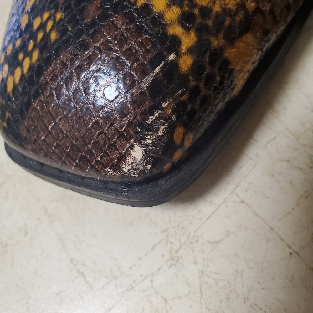 Franco Sarto Leather Boot Snake Print Square Toe - Picture 10 of 13